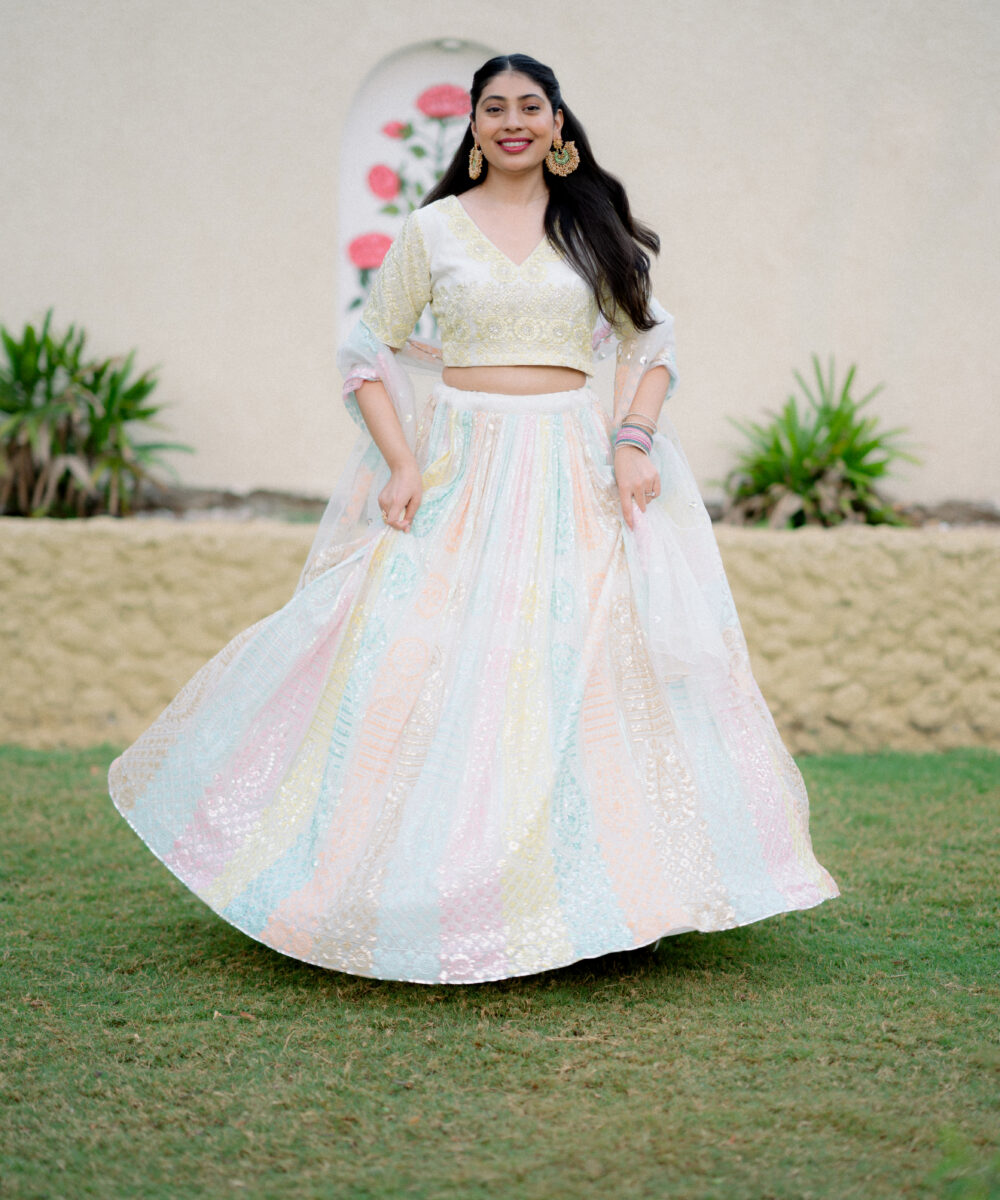 Pastel Embroidered Lehenga - Image 4