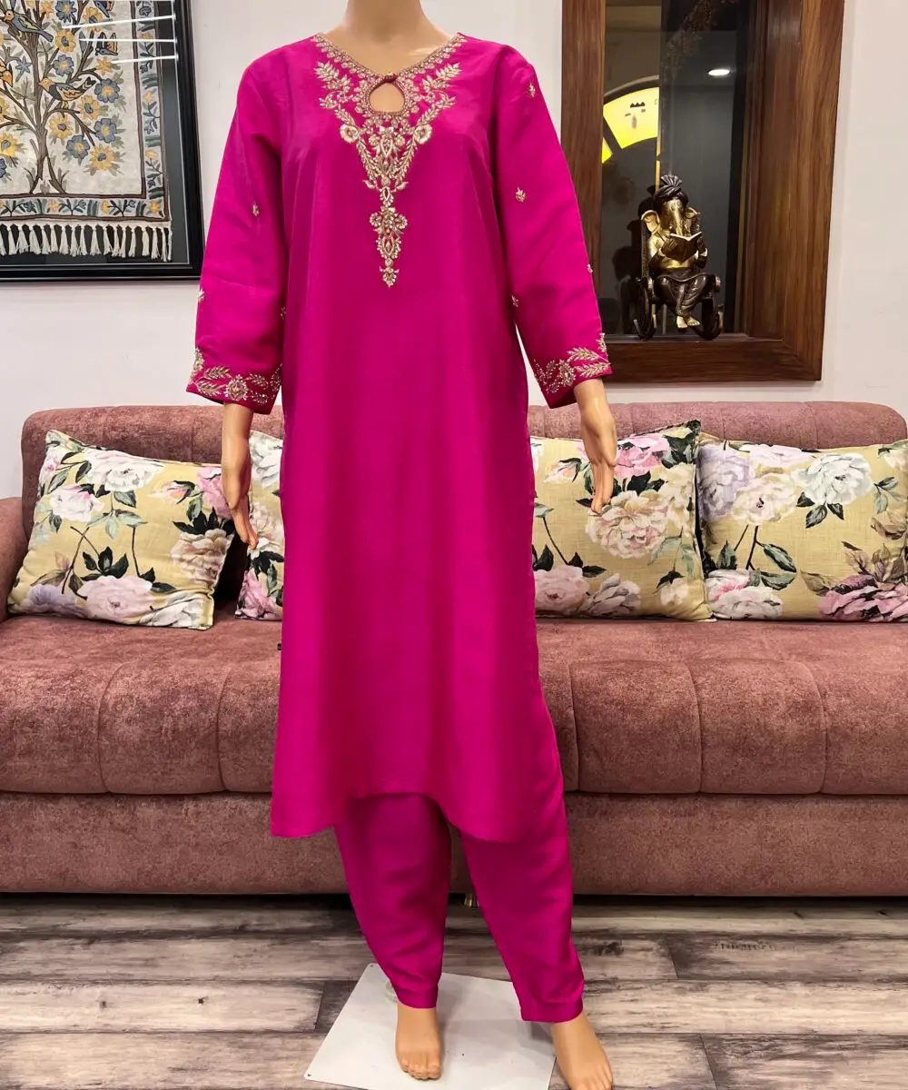 Pink Dola Silk Suit - Image 3